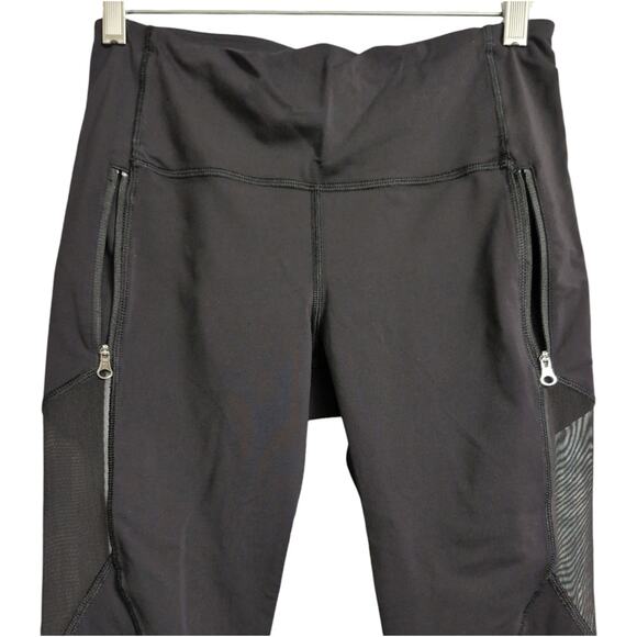 Lululemon Black Athletic Pant Mesh Panels Zipper Pockets Drawstring Waist Size 8 - Picture 4 of 9